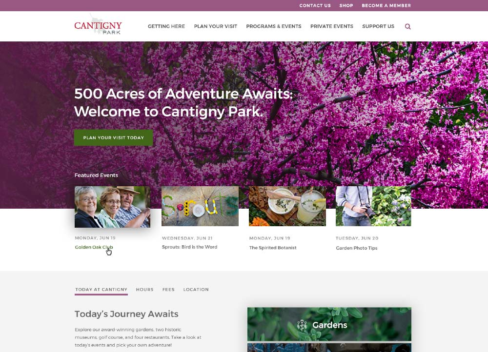 Cantigny Homepage Design